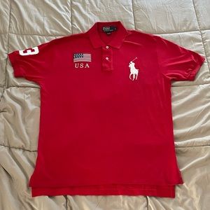 Polo by Ralph Lauren Mens Polo Shirt Big Pony Made In USA Large Red